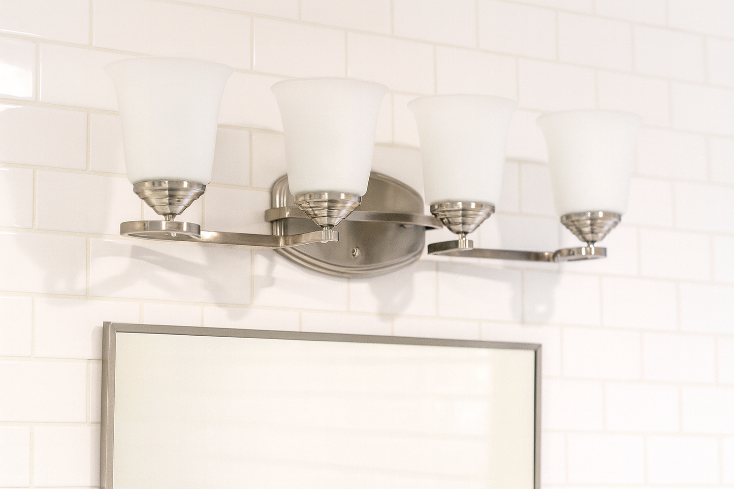 Marston Four Light Vanity in Bright Satin Nickel F16014-80