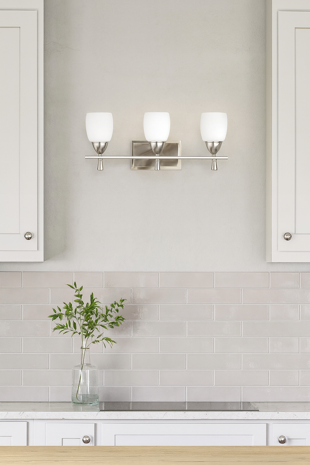 Sunset Lighting F2297-80-LED-JA8 Bristol 3-Light Vanity Wall Light - Dimmable - Bright Satin Nickel 24W 3000K 1