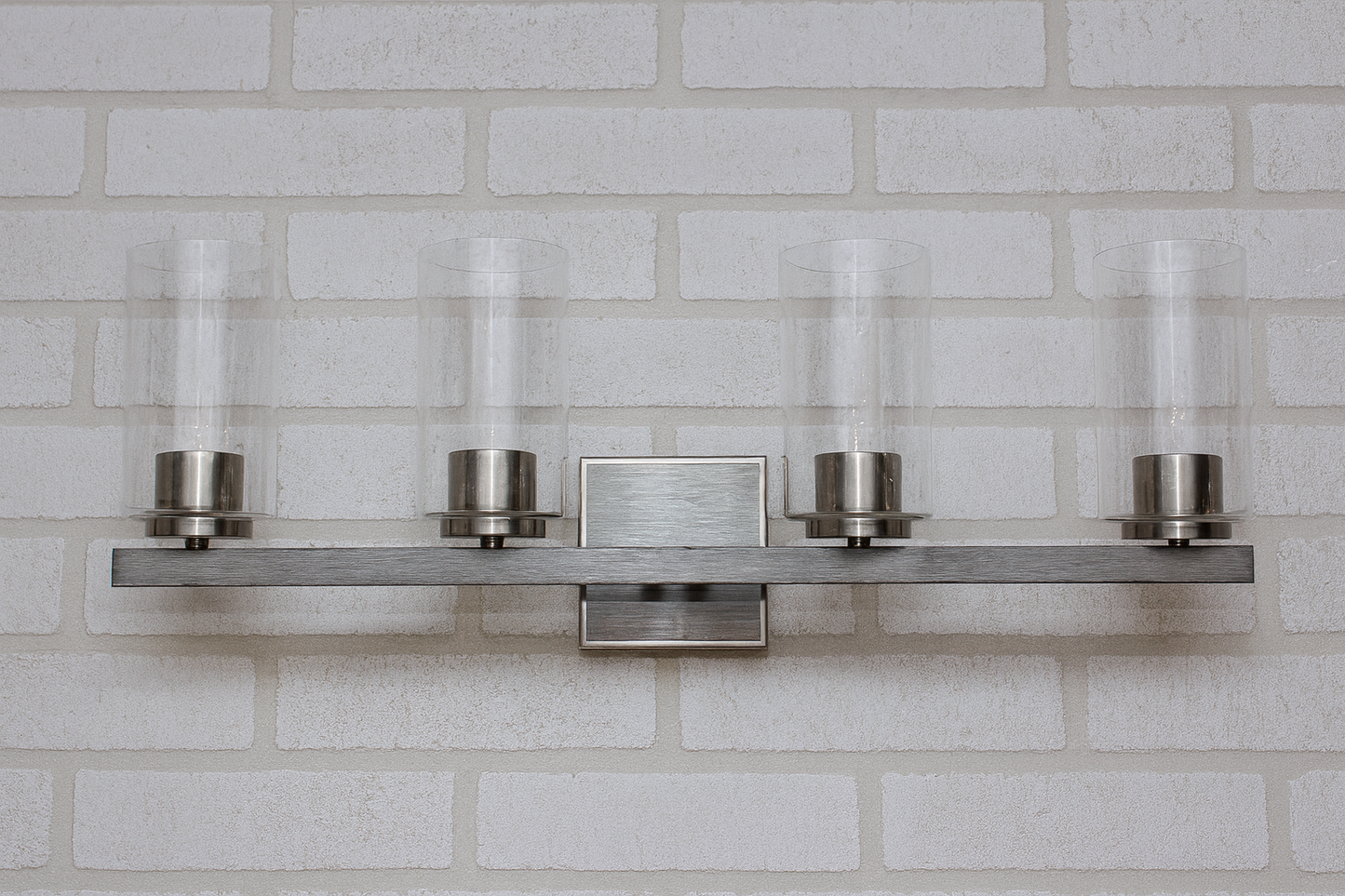 Sunset 4-Light 100W MB Halston Vanity Timber Gray / Bright Satin Nickel F16204-81