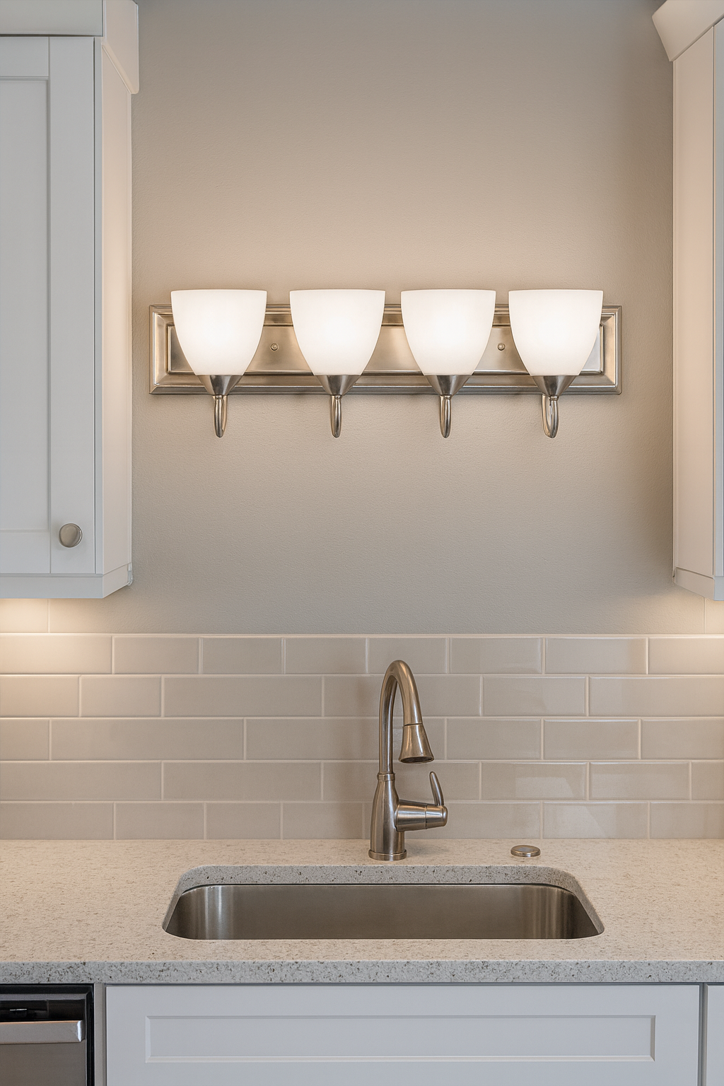 Sunset Lighting 4-Light Round Bath Vanity 13W Satin Nickel Finish GU-24 Twist On - F3634-53