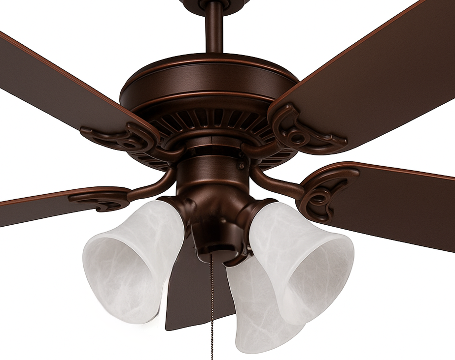 Luminance Heritage Home Oil Rubbed Bronze 52" Ceiling Fan Dual Mount 52HEH5ORB-ALB-MB-LED , 3x Turtle Light Kit (White Alabaster Marble Glass)