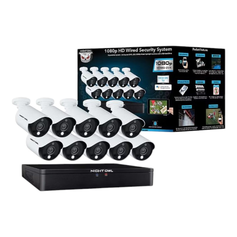 Night Owl 16-Ch 10-Camera 1080p Wired Security System, 1TB HDD DVR CL-C2-16101L