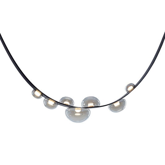Dew Drops Light Pendant By Bomma, 2700K, 90CRI, 1470 lms, 120v, 23.8 Watts, Black Leather, Size: 70.9"L x 8.7"W x 36.8"H / 6.3" diameter - BOM1105726