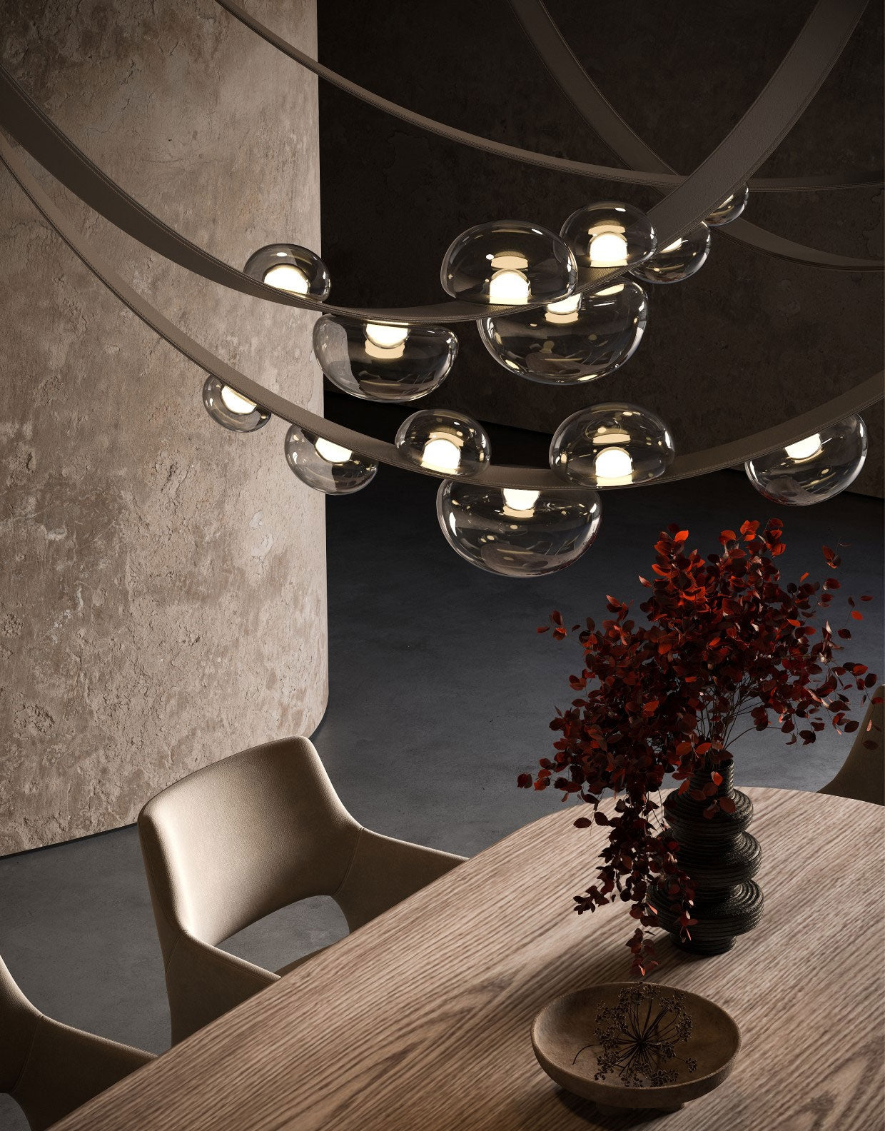Dew Drops Light Pendant By Bomma, 2700K, 90CRI, 1470 lms, Black Leather - BOM1105726