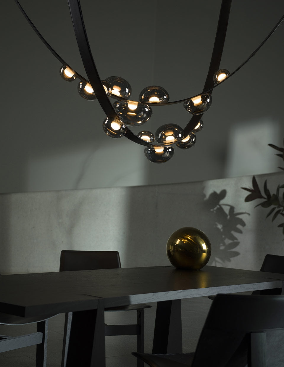 Dew Drops Light Pendant By Bomma, 2700K, 90CRI, 1470 lms, Black Leather - BOM1105726