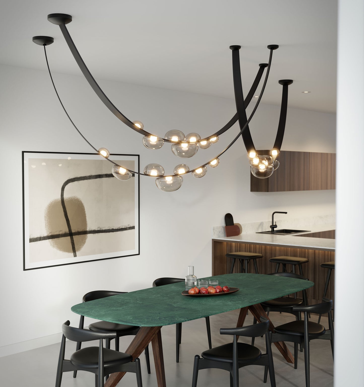 Dew Drops Light Pendant By Bomma, 2700K, 90CRI, 1470 lms, Black Leather - BOM1105726