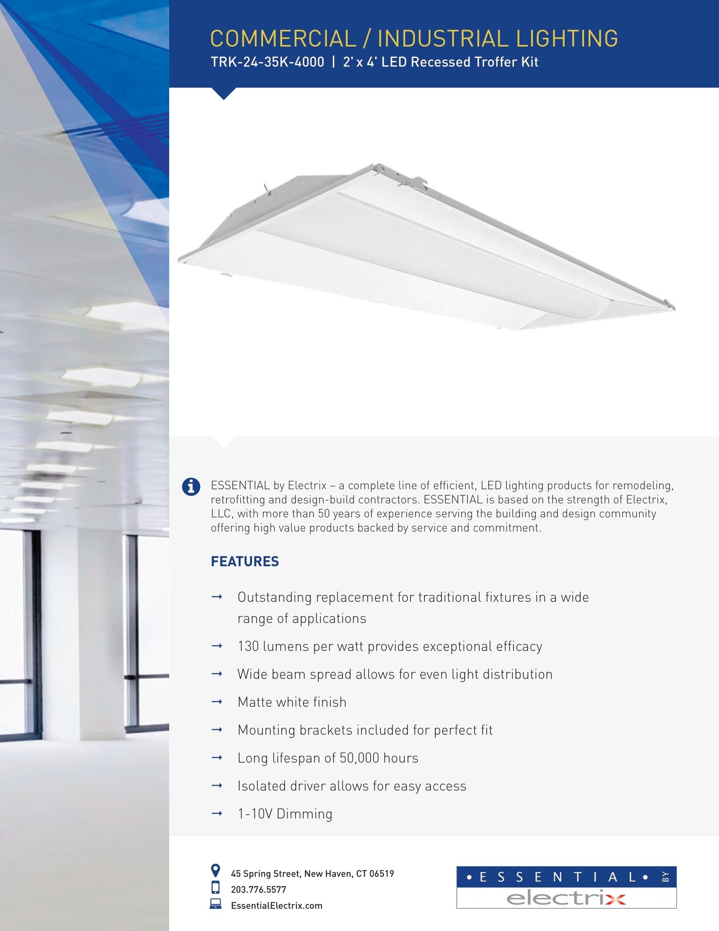 Electrix 2' x 4' LED Retrofit Troffer 40W 3850 Lumen - TRK-24-35K-4000