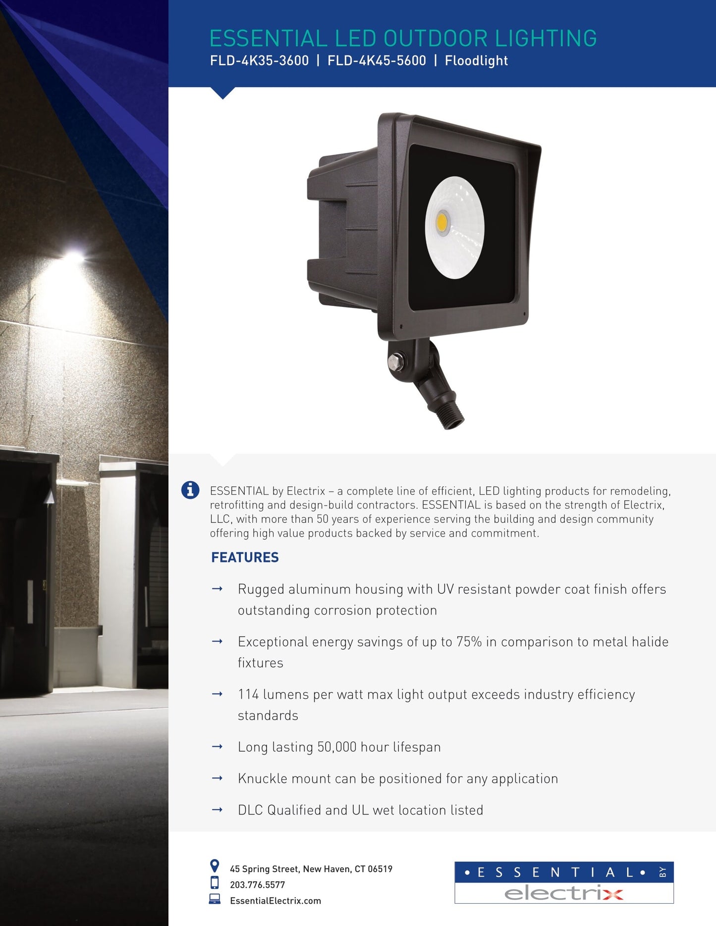 Electrix Essential 45W LED Outdoor Flood Light 5600 LM 4000K - FLD-4K45-5600