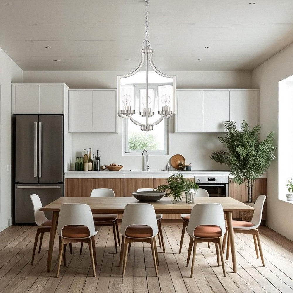 Sunset Lighting Prestige 3-Light Chandelier, Bright Satin Nickel - F15013-80