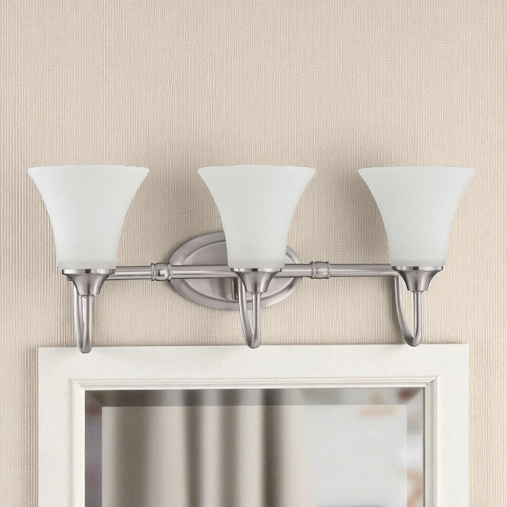 Sunset 3-Light Darby Vanity 100W Bright Satin Nickel F18043-80