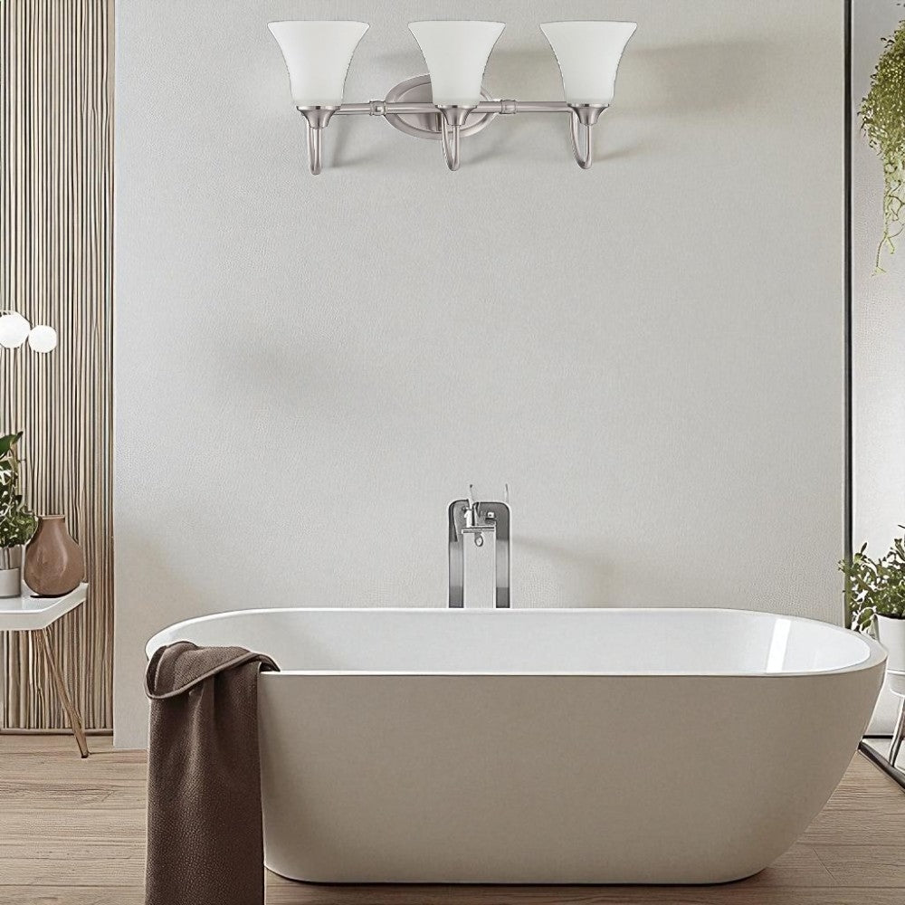 Sunset 3-Light Darby Vanity 100W Bright Satin Nickel F18043-80