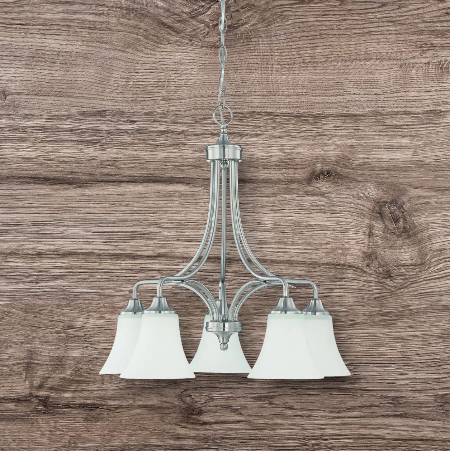Sunset 5-Light MB Darby Chandelier 100W Down Bright Satin Nickel F18056-80