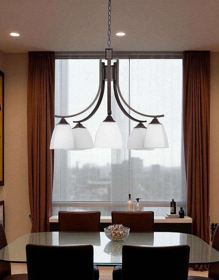 Sunset Lighting 5-Light 100W Starling Chandelier Down Provincial Bronze F19006-64