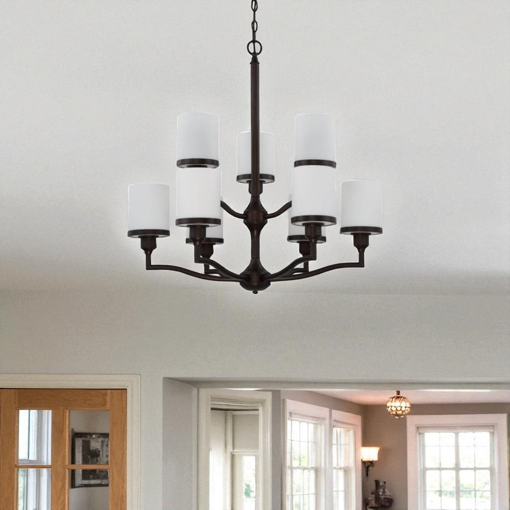 Sunset F21009-64 9-Light 60W Mb Payton Two-Tier Chandelier Provincial Bronze