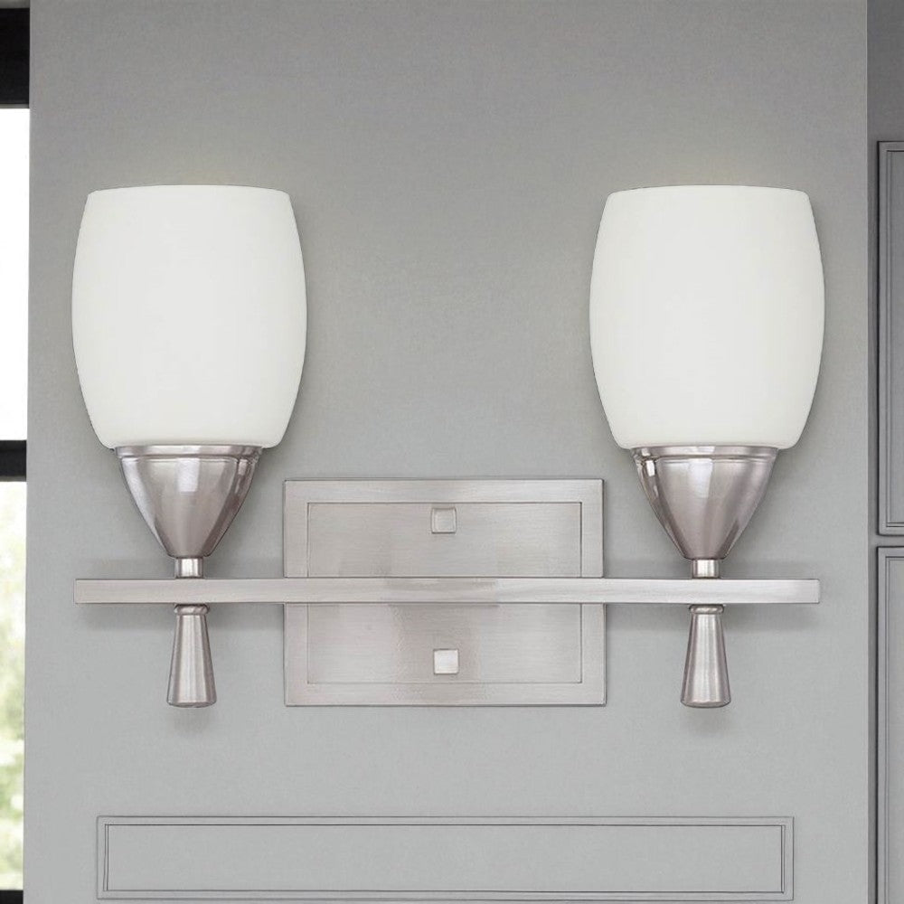 Sunset Lighting Sunset Lighting Bristol Two Light Vanity Wall Light Dimmable Bright Satin Nickel F2295-80-LED-JA8