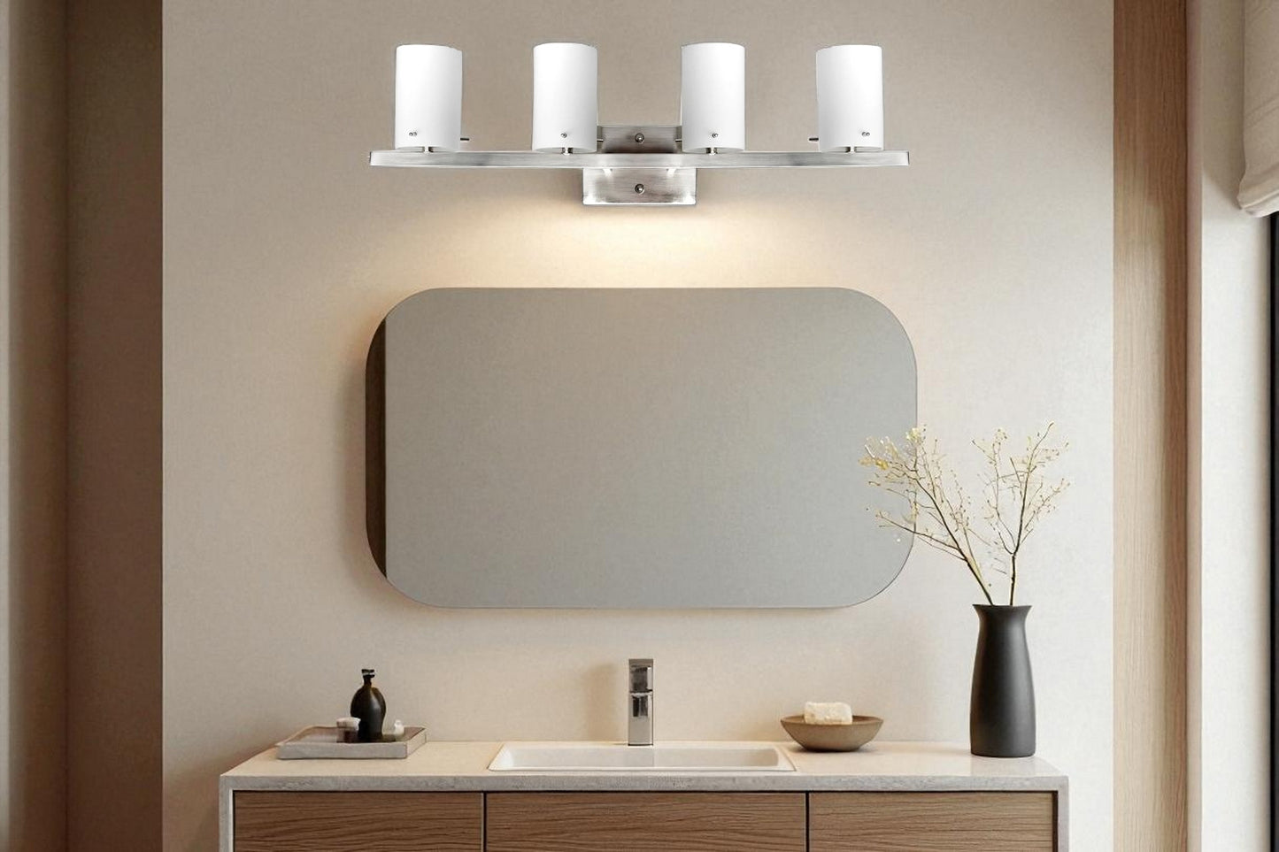 Sunset LED 4-Light 32W 2080LM Boca Vanity Bright Satin Nickel - F2534-80-LED