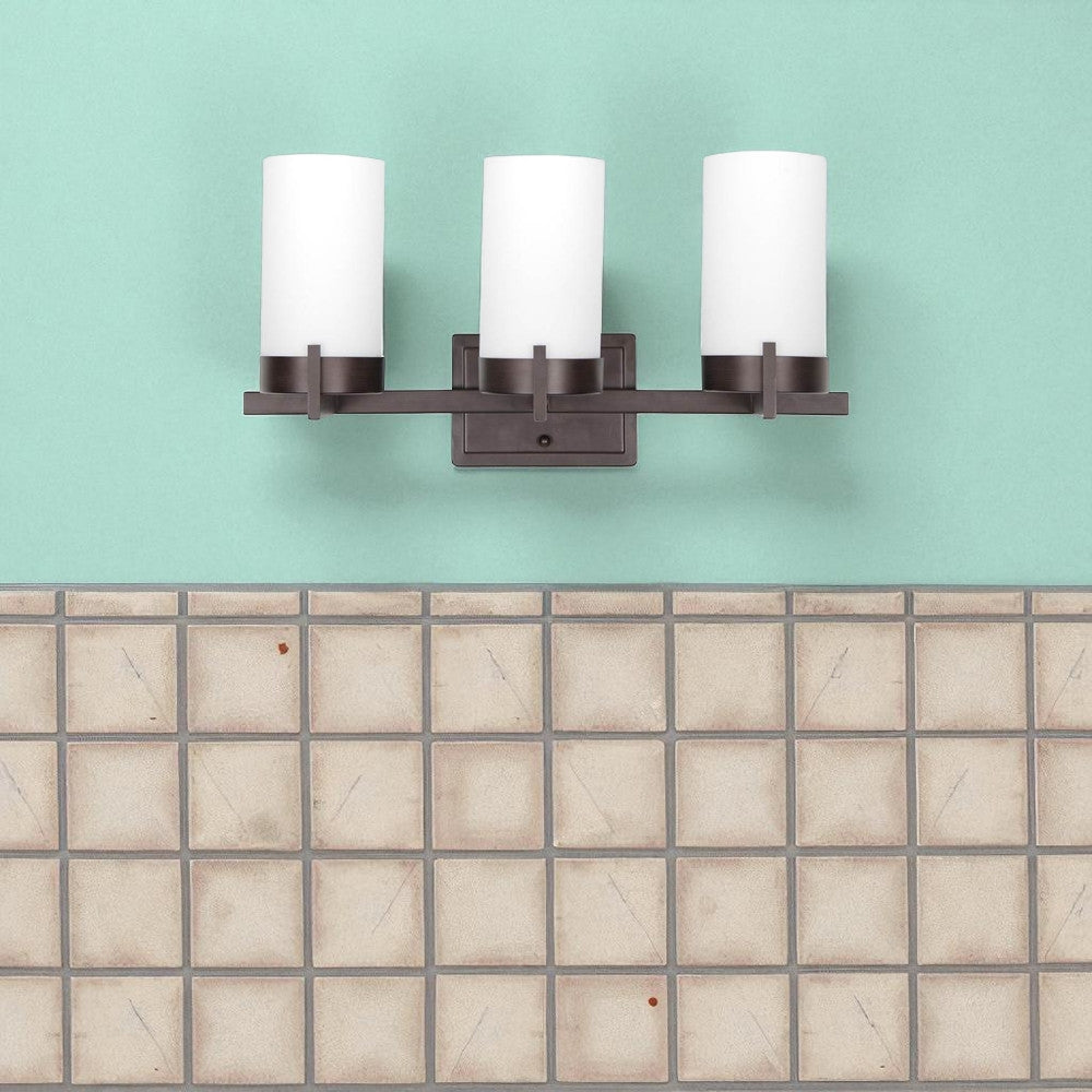 Sunset Lighting Luminette 3-Light Mb Vanity Opal Glass Provincial Bronze F2863-64