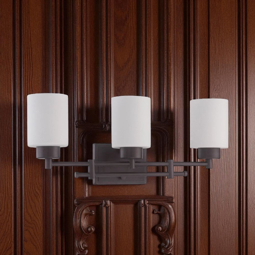 Sunset Lighting F3153-64 Three Light Ledbury Vanity - Opal Etched Glass with Provincial Bronze Finish