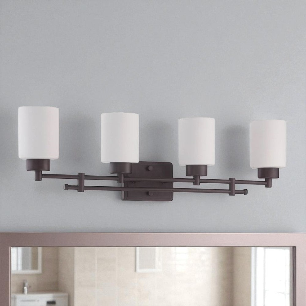 Sunset Lighting F3154-64 Ledbury 4-Light Vanity, Opal Etched Glass Dimmable with Provincial Bronze