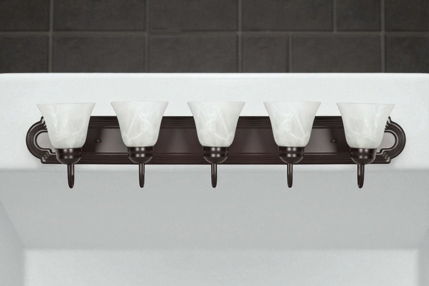 Sunset Lighting 5-Light Raceway Vanity Light Glass Oil Bronze F3165-44