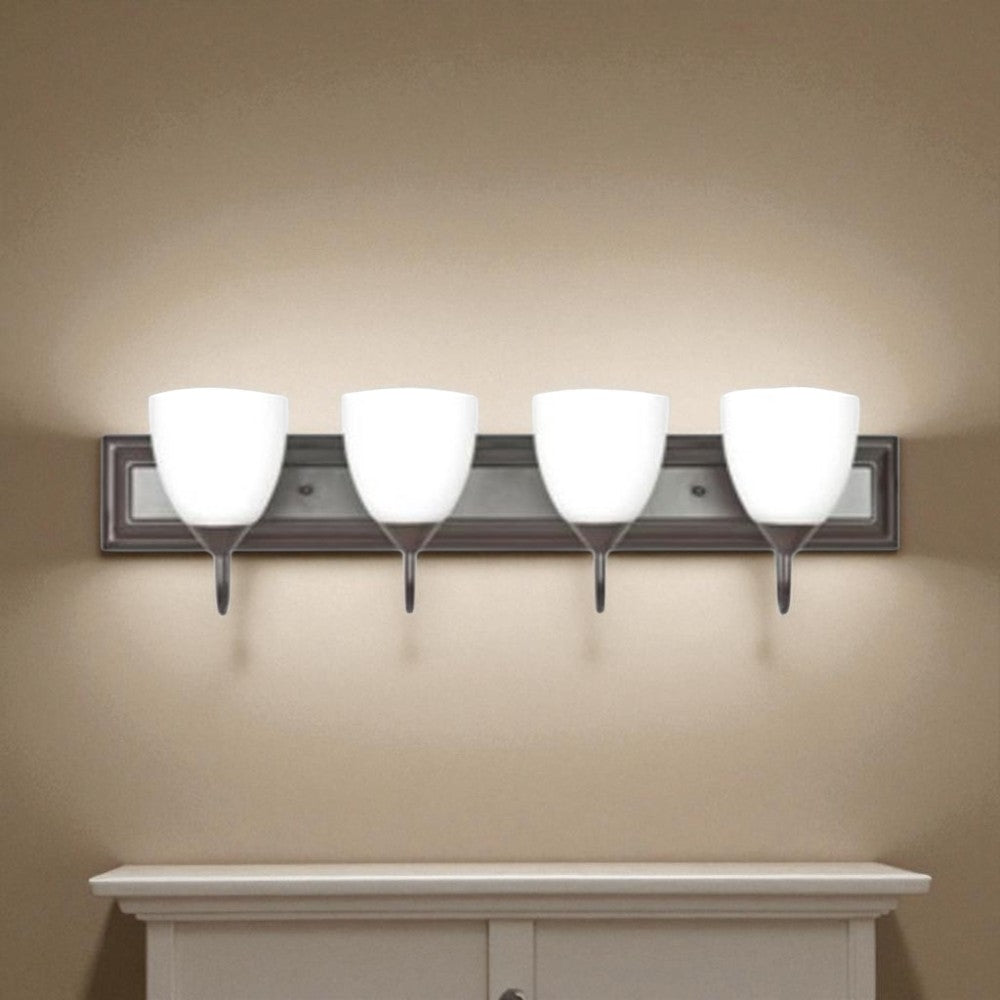 Sunset Lighting F3634-44 Vanity w/ Round Milk Glass, Oiled Bronze Finish