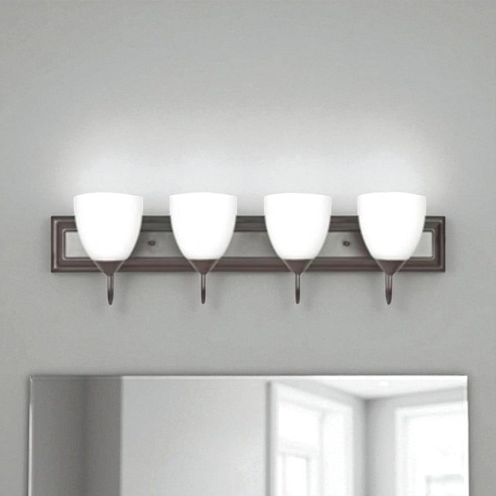 Sunset Lighting F3634-44 Vanity w/ Round Milk Glass, Oiled Bronze Finish
