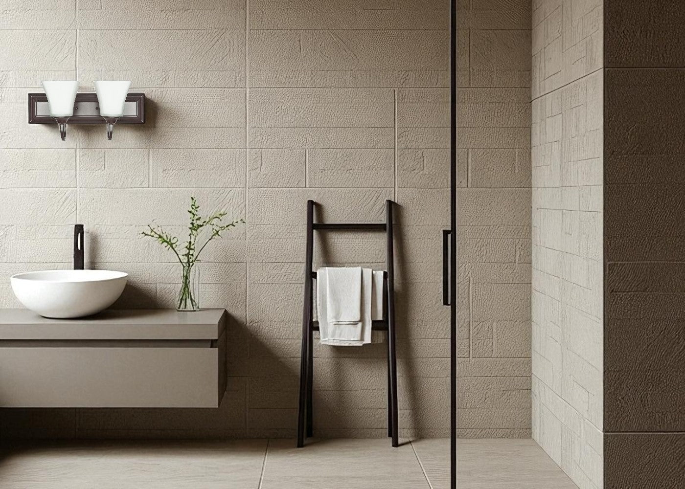 Sunset Lighting 2-Light Vanity Sconce Frosted Square Milk Glass, Oiled Bronze Finish F3682-44