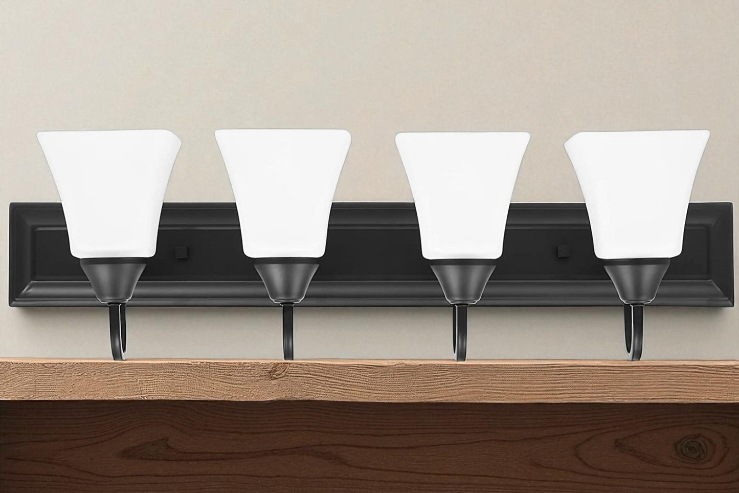 Luminance Square Lexington Vanity Light Wall Sconce | Black and White Bathroom Decor Fixture for Over Sink and Above Mirror | Mount as Uplighting or Bath Downlight, Damp Rated, 4-Light F3684-31