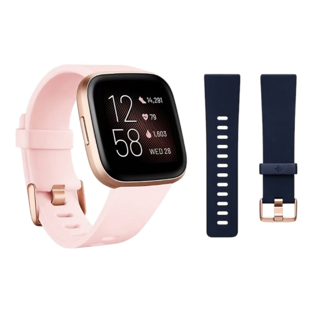Fitbit Versa 2 Smartwatch Bundle w/ Small & Large Bands Petal FB507RGPKSBNDLB
