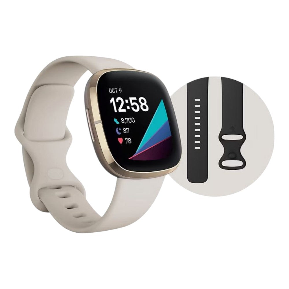Fitbit Sense Advanced Smartwatch with Bonus Bands - Lunar White FB512GLWTS-BNDL