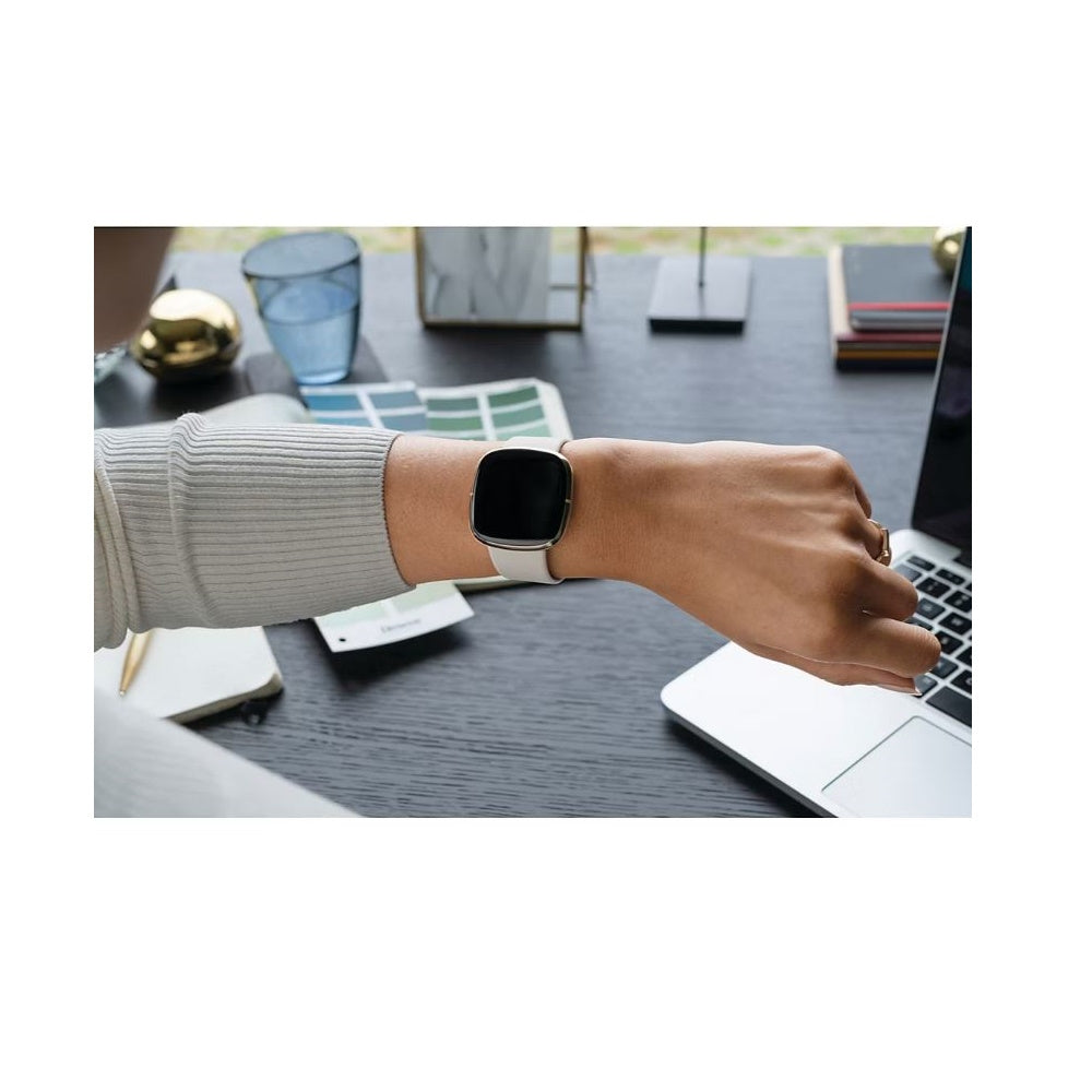 Fitbit Sense Advanced Smartwatch w/ Bonus Bands - Lunar White FB512GLWTS-BNDL