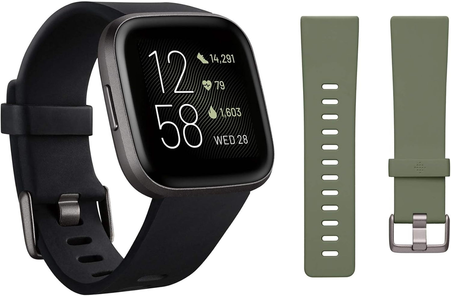 Fitbit Versa 2 Health & Fitness Smartwatch Black / Carbon Aluminum FB507BKBK