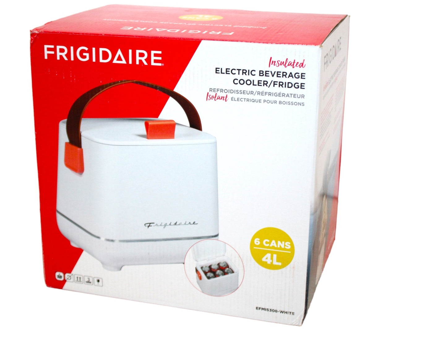 Frigidaire Retro 6-Can/4-Liter Top-Opening Portable Beverage Mini Fridge/Cooler EFMIS308-WHITE