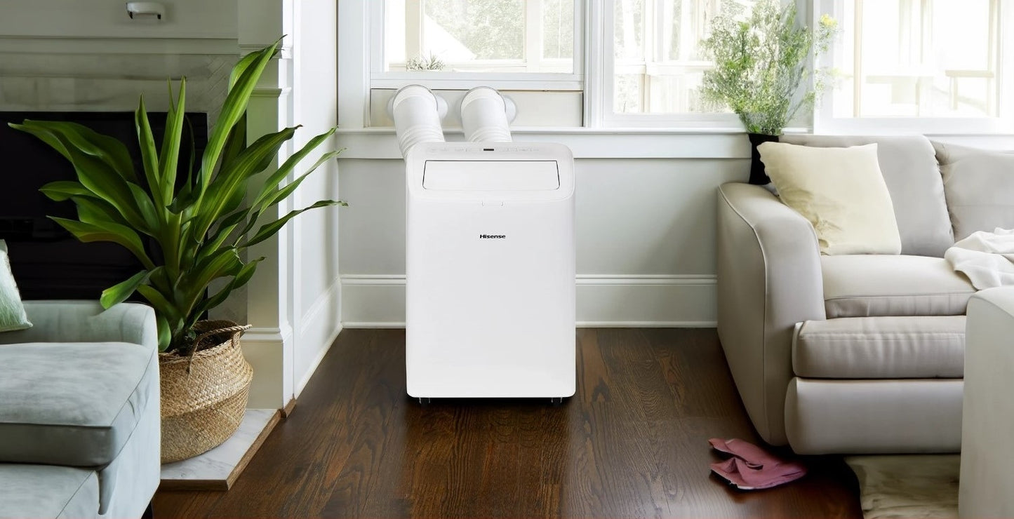 Hisense 8,000 BTU 350 Sq Ft Dual Hose Portable Air Conditioner with Inverter & Wi-Fi, 3-in-1 Cool, Dehumidify, and Fan Functions, 42 dB(A), Remote Control, Window Kit - HAP0825TWD
