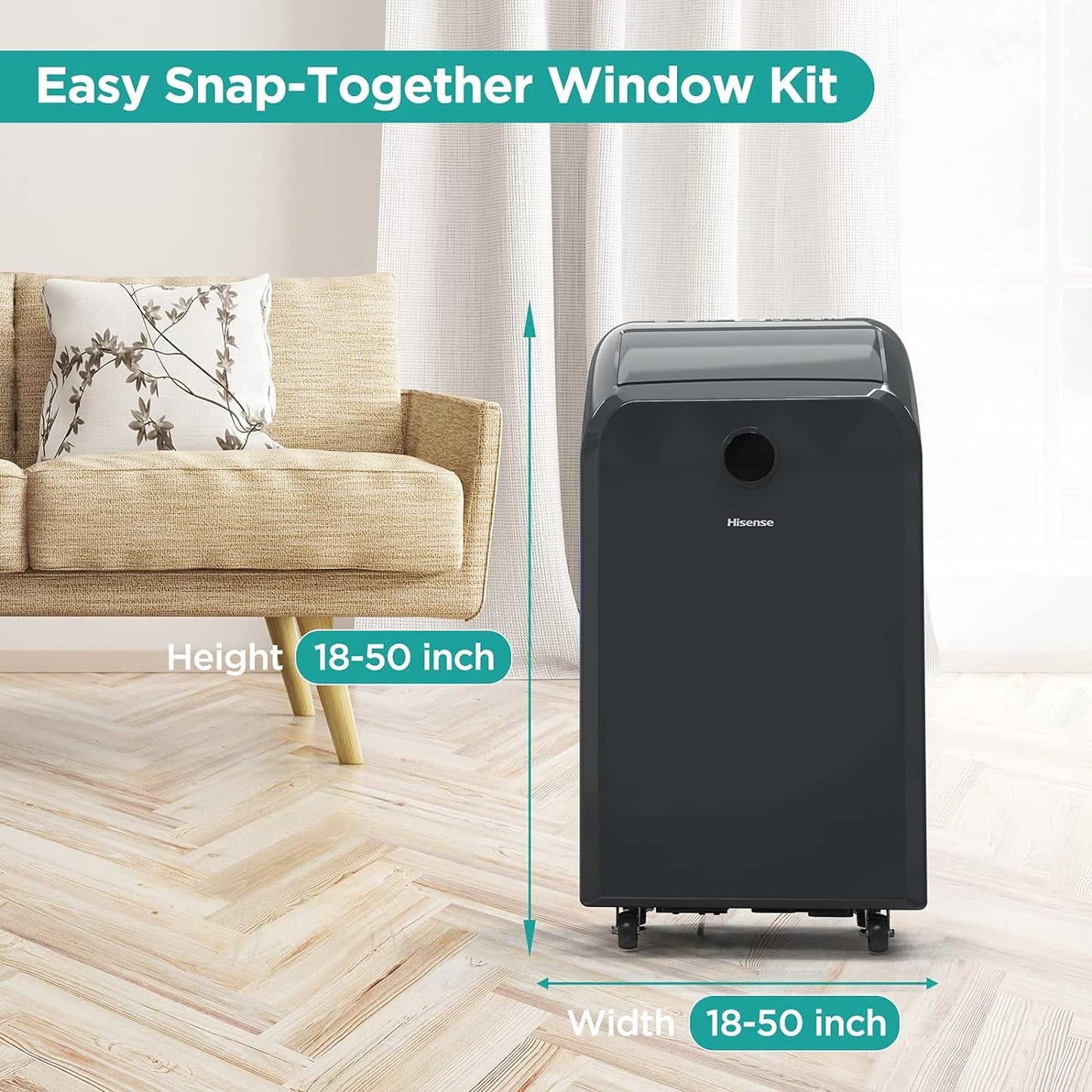 Hisense 9000-BTU 400 sq.ft. Ultra-Slim 115v Portable Air Conditioner with Remote