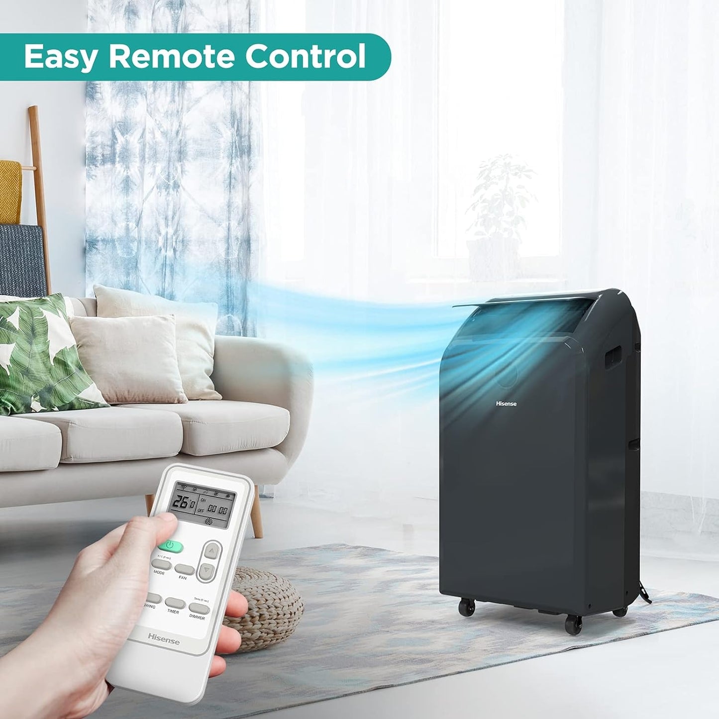 Hisense 9000-BTU 400 sq.ft. Ultra-Slim 115v Portable Air Conditioner with Remote