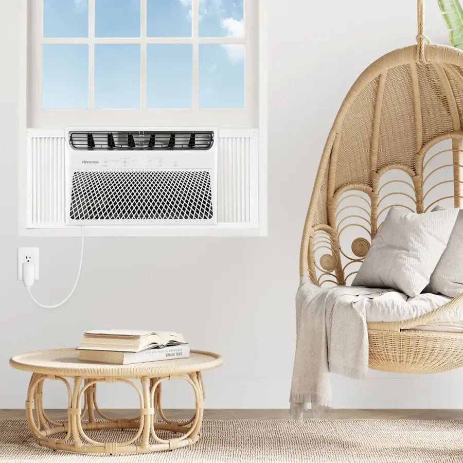 Hisense Window Air Conditioner with WI-FI, 8,000 BTU, 350-Sq.Ft, 3 Modes - cooling, fan, and dehumidifier, Elegant touch control / 4-way air direction - AW0821CW1W