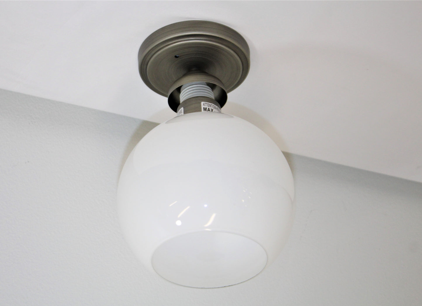 Sunset Lighting Chauncey 1-Light Semi Flush Steel Gray w/ White Glass F27001-59