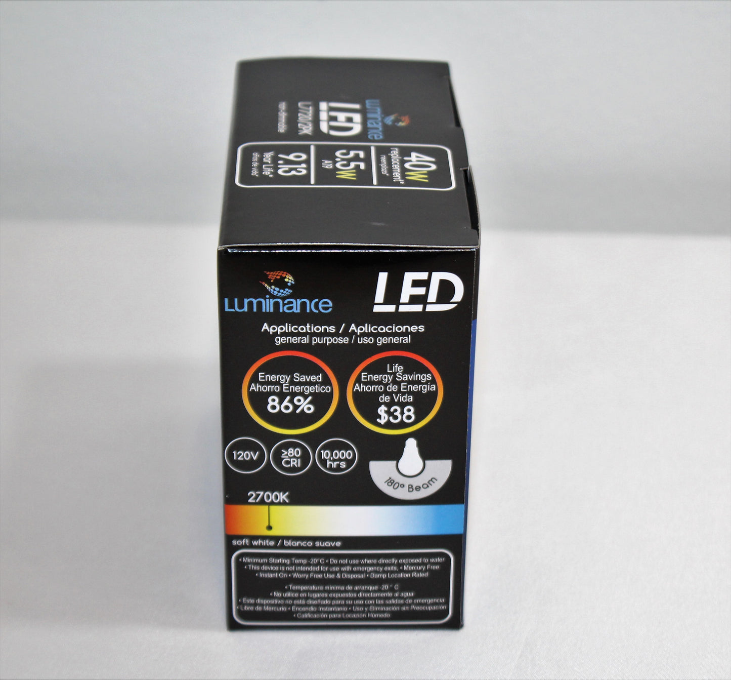 LUMINANCE LED E26 A19 5.5W 2700K 450LM-2PK-NON DIMMABLE L7720/2PK