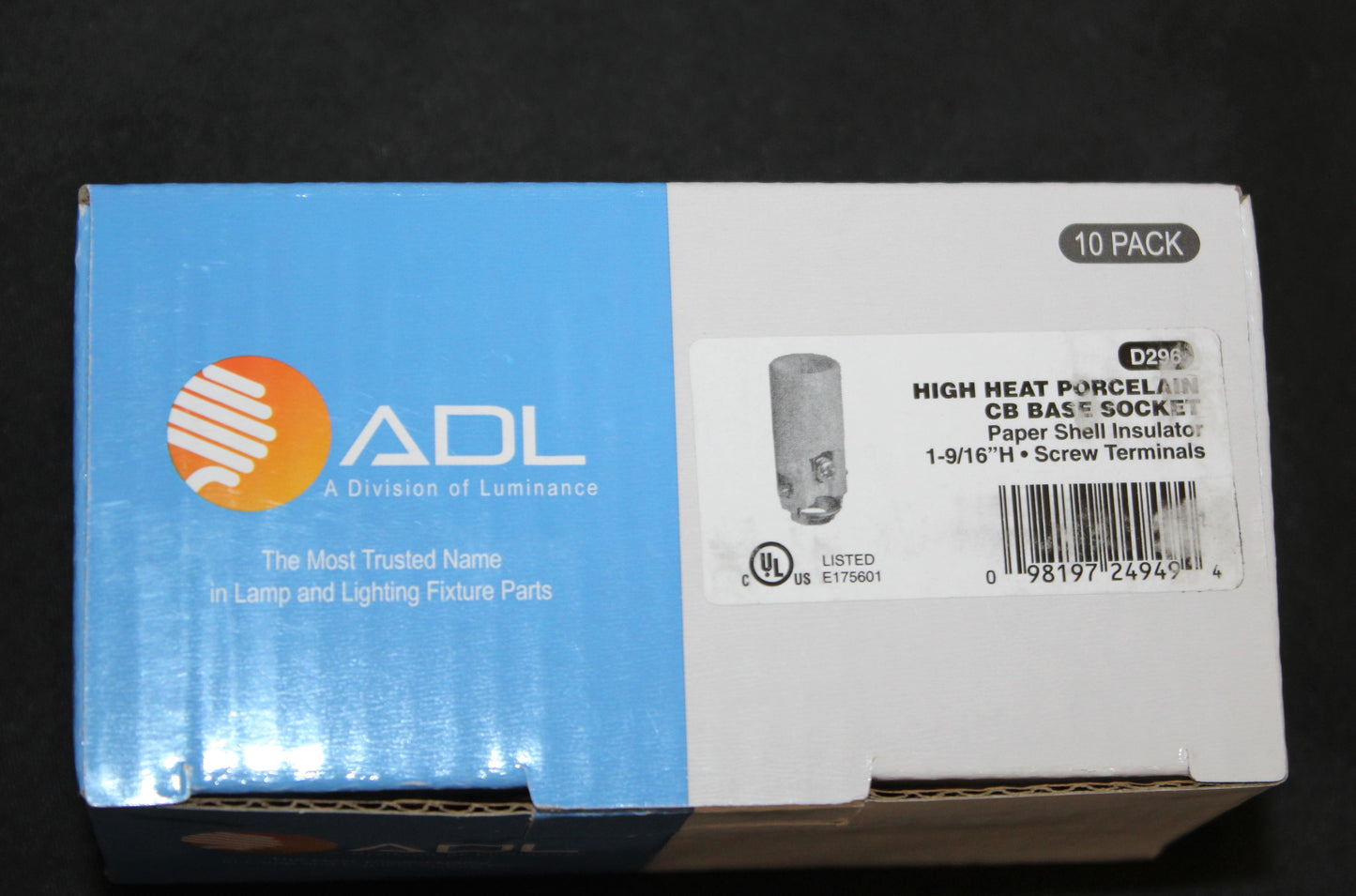 Luminance 1-9/16" High Heat Porcelain Socket D296 - 10-pack