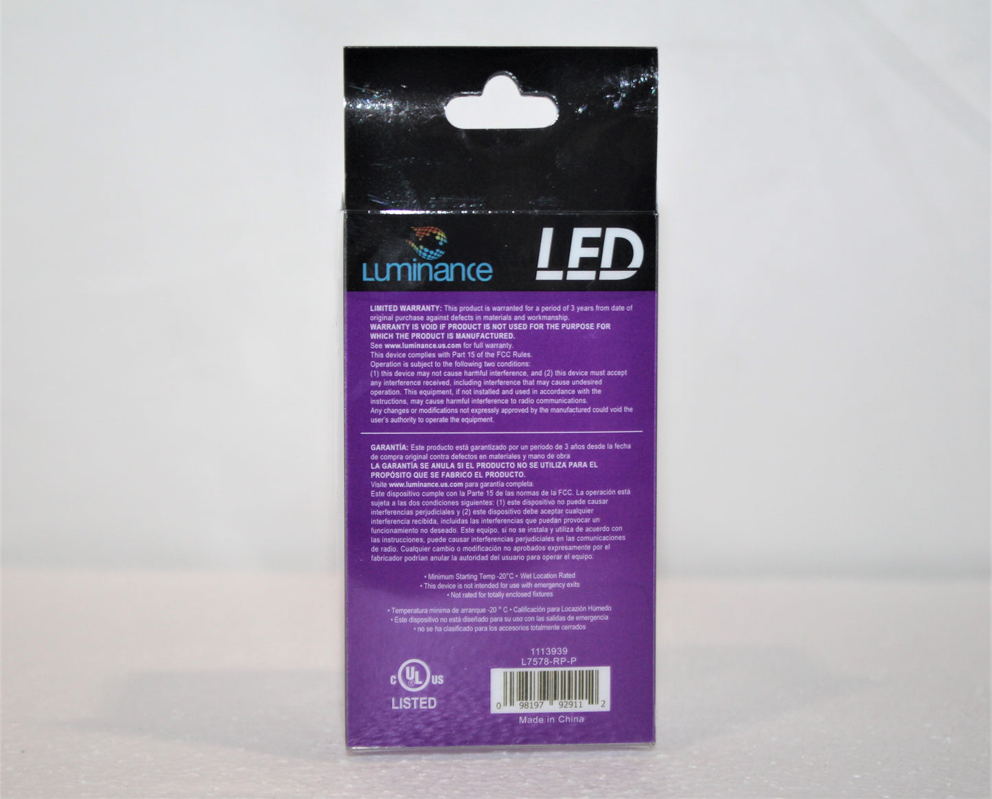 Luminance A19 Non-Dimmable E26 LED 1.5W Light S14 Bulb Purple L7578-RP-P
