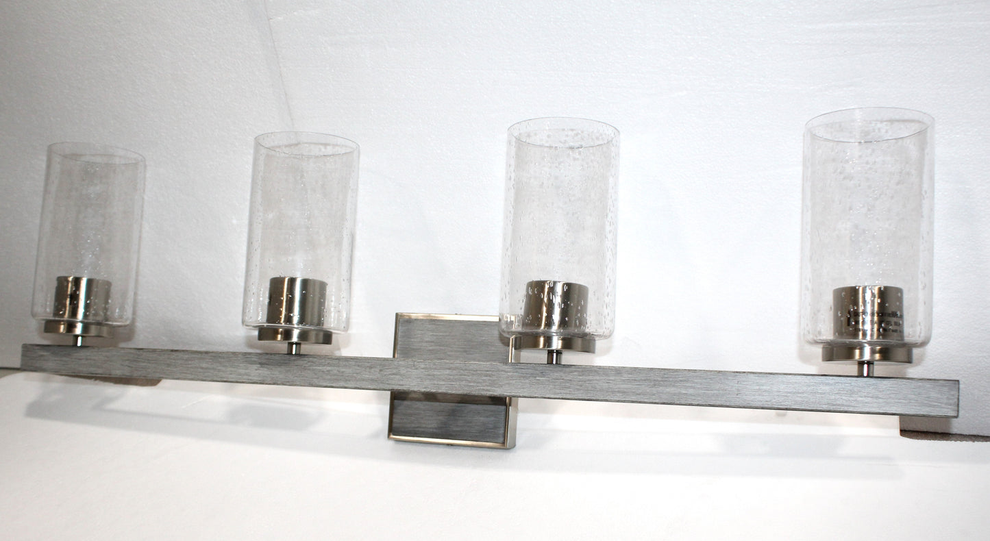 Sunset 4-Light 100W MB Halston Vanity Timber Gray / Bright Satin Nickel F16204-81