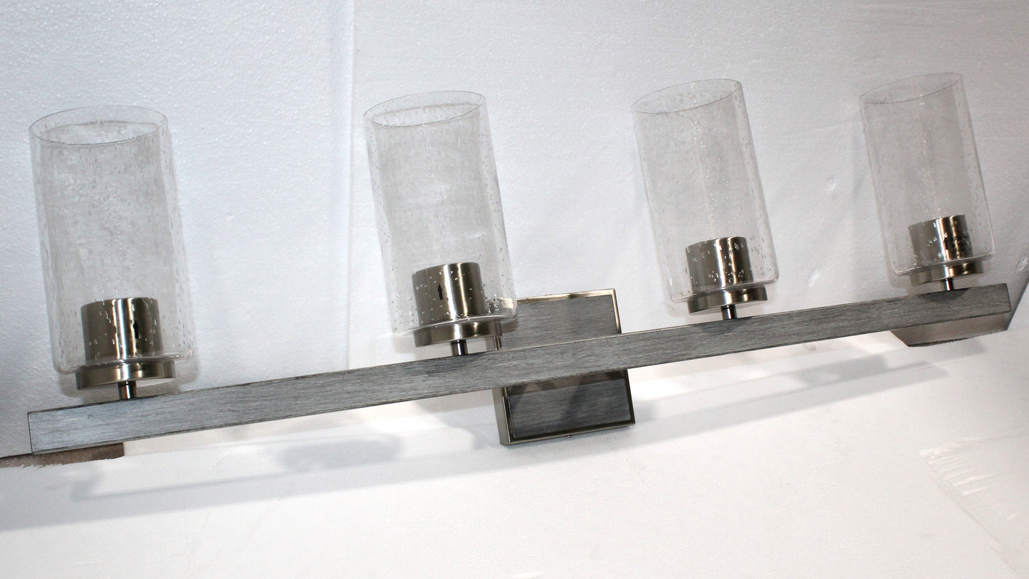 Sunset 4-Light 100W MB Halston Vanity Timber Gray / Bright Satin Nickel F16204-81