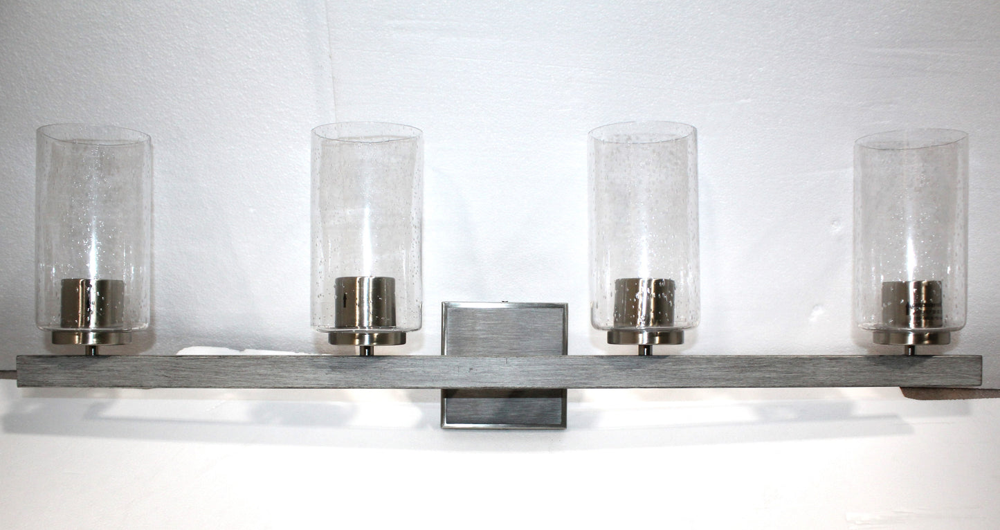 Sunset 4-Light 100W MB Halston Vanity Timber Gray / Bright Satin Nickel F16204-81