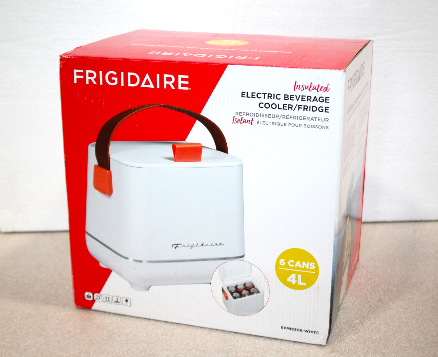 Frigidaire 6-Can Retro Top-Opening Portable Beverage Mini Fridge/Cooler EFMIS308-WHITE