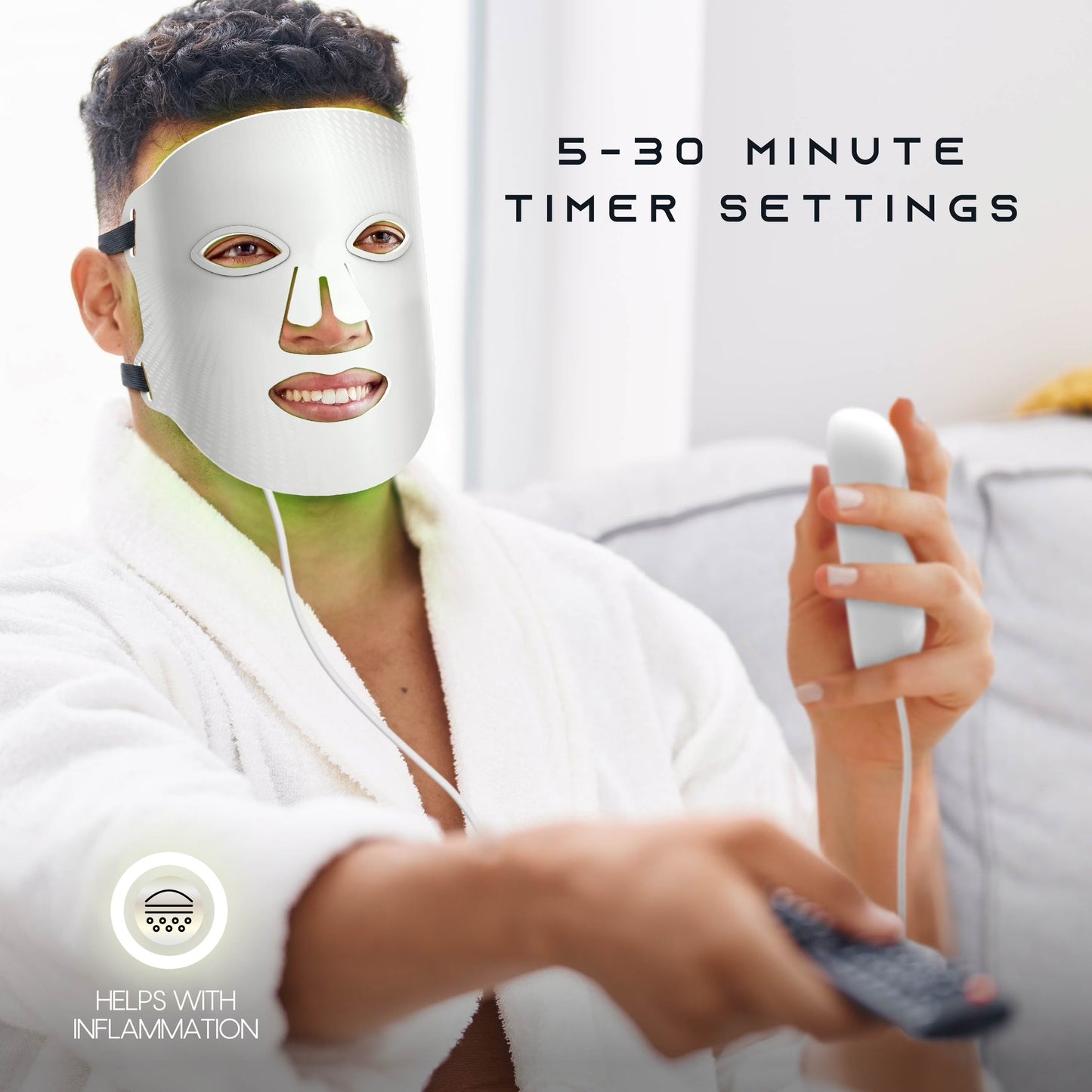 Icon by Tzumi LED Face Mask, Red Light Therapy Facial Mask with 7 LED Color Spectrum, USB-C Rechargeable