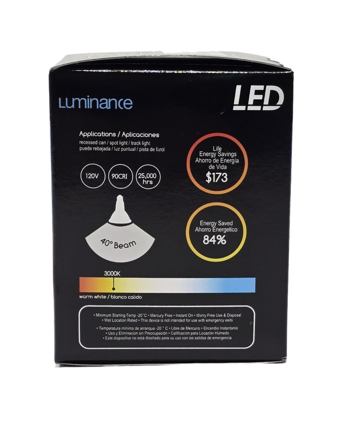 Luminance 91824 LED E26 PAR30 Spot Light 12W-3000K 850 LUMEN L7531-3 PAR30LN Long Neck Spot LED Light Bulb
