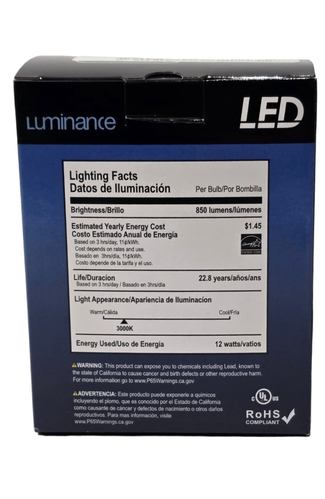 Luminance 91824 LED E26 PAR30 Spot Light 12W-3000K 850 LUMEN L7531-3 PAR30LN Long Neck Spot LED Light Bulb