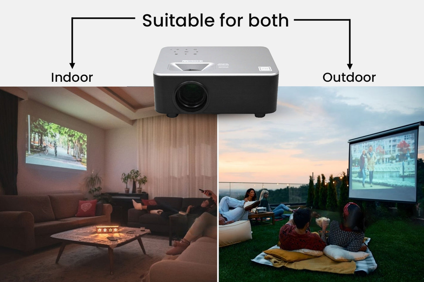 RCA RPJ133 1080P, 30"-150" Picture Size, Built in Bluetooth, HDMI,USB, Remote,Voice Control, Indoor, Outdoor, Smart Home Theater Projector, Includes Roku Streaming Stick