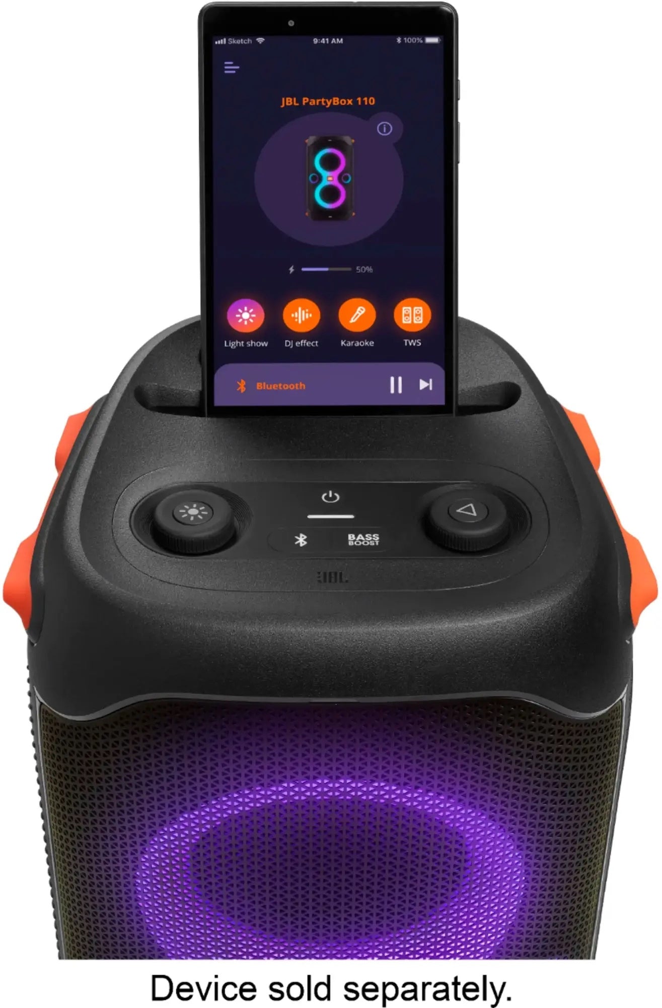 JBL PartyBox On-The-Go Powerful Portable Bluetooth Party Speaker Dynamic Light PARTYBOX110